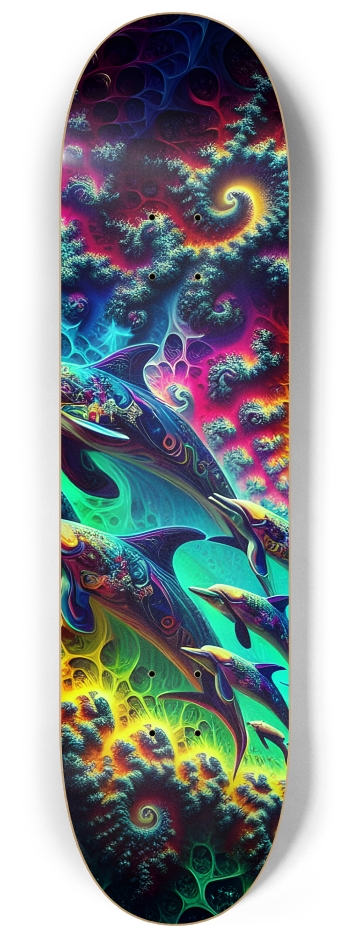 Seamless Fractal Dolphin Tile 0001 8K #3 8-1/4 Skateboard Deck