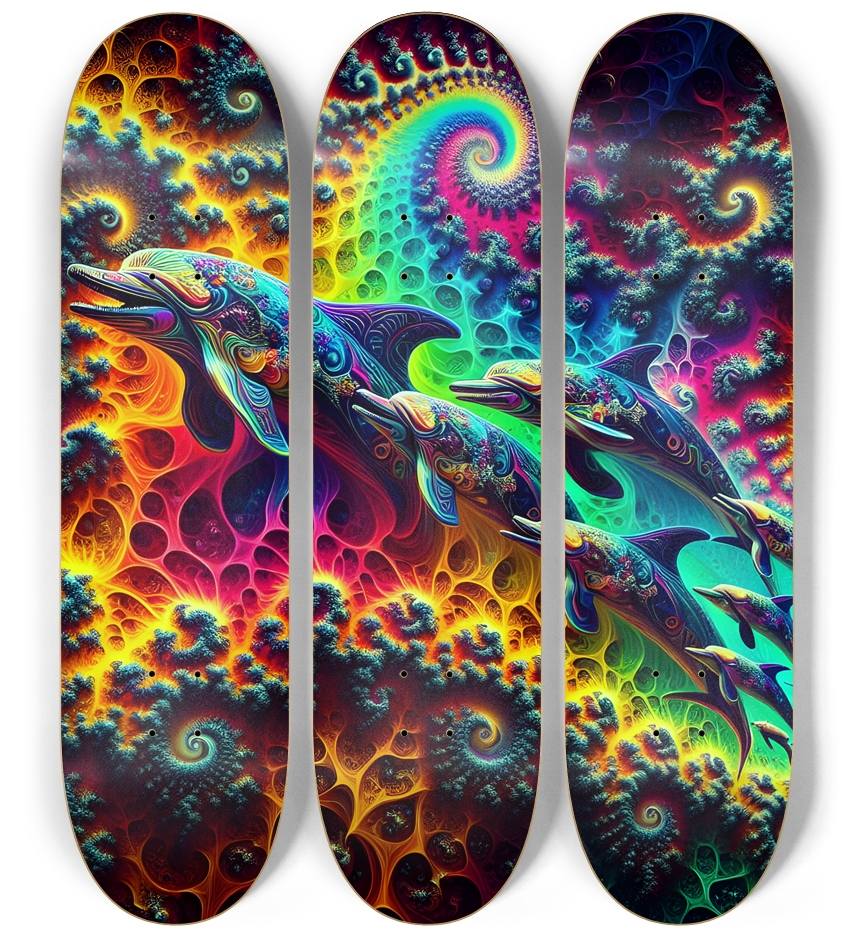 Seamless Fractal Dolphin Tile 0001 8K