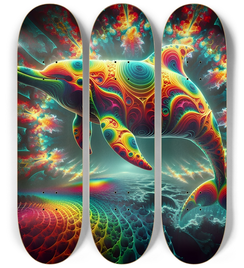 Seamless Fractal Dolphin Tile 0002 8K 3 Deck Wall Series