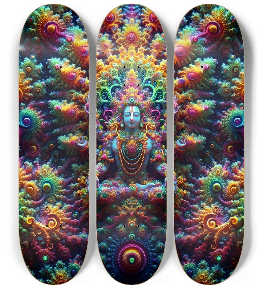 Psychedelic Fractal Vishnu 0005 8K 3 Deck Wall Series