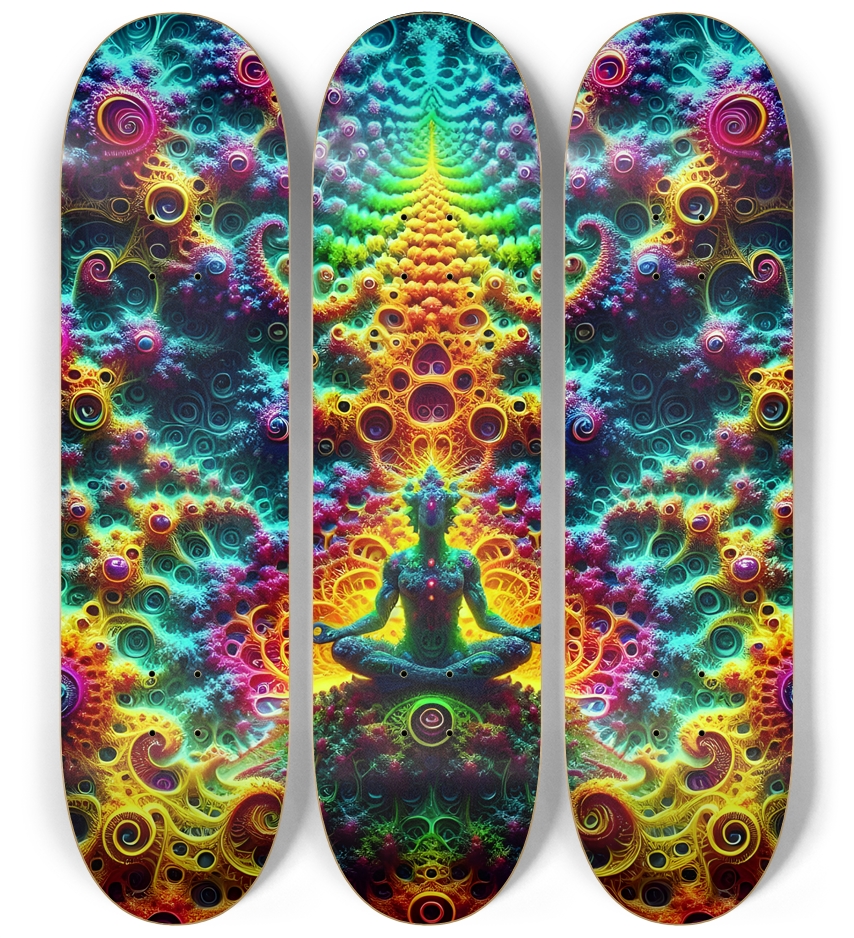 Psychedelic Fractal Vishnu 0007 8K 3 Deck Wall Series
