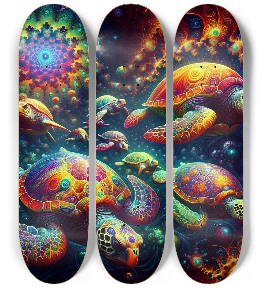 Fractal Sea Turtle Tile 0005 8k 3 Deck Wall Series