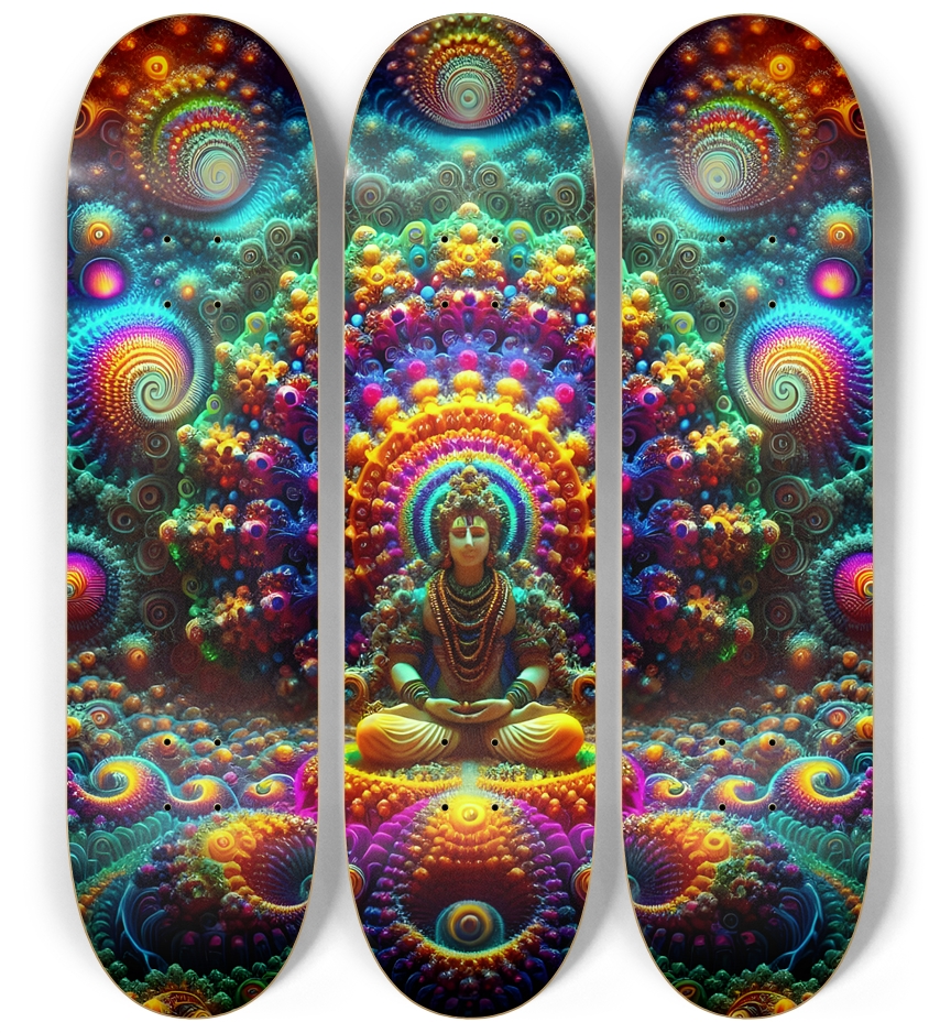 Psychedelic Fractal Vishnu 0004 8K 3 Deck Wall Series