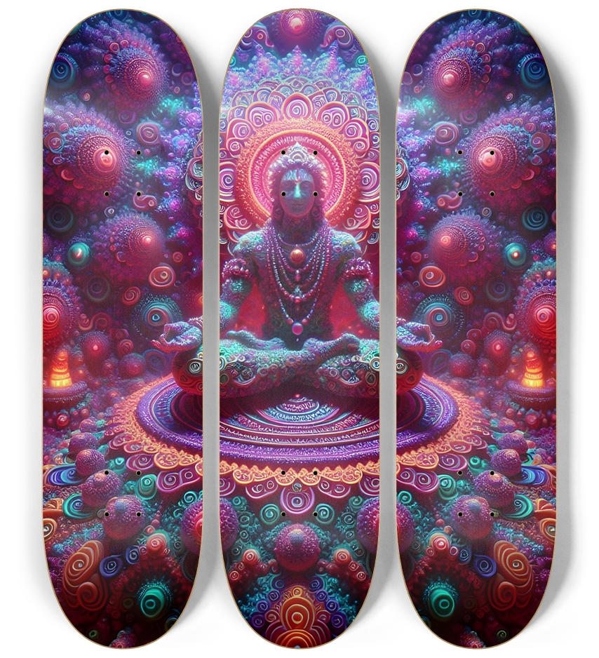 Psychedelic Fractal Vishnu 0003 8K 3 Deck Wall Series