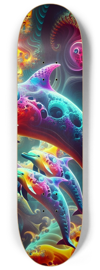 Seamless Fractal Dolphin Tile 0011 8K #3 8-1/4 Skateboard Deck