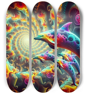 Seamless Fractal Dolphin Tile 0011 8K