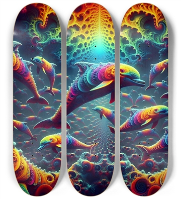 Seamless Fractal Dolphin Tile 0018 8K