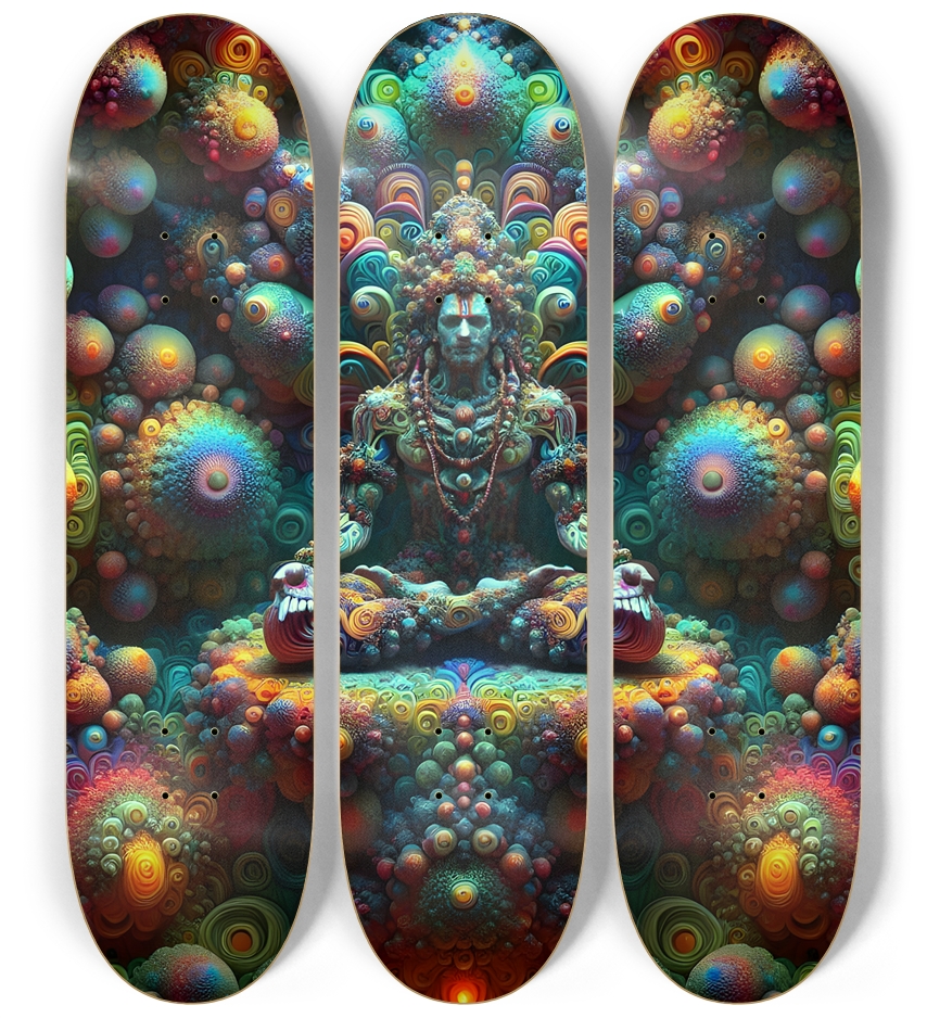 Psychedelic Fractal Vishnu 0001 8K 3 Deck Wall Series