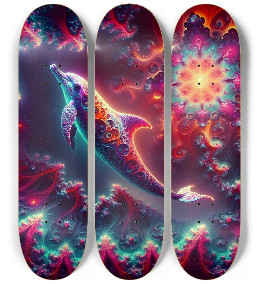 Seamless Fractal Dolphin Tile 0025 8K 3 Deck Wall Series