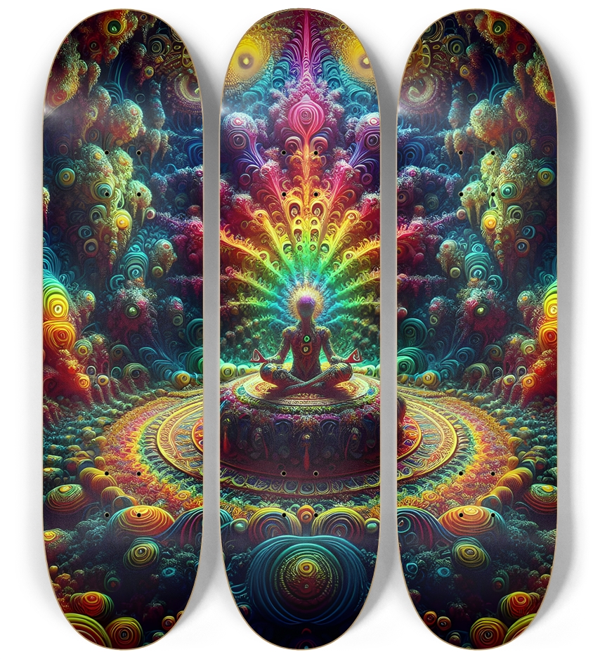 Psychedelic Fractal Zen Meditation 0016 8K 3 Deck Wall Series