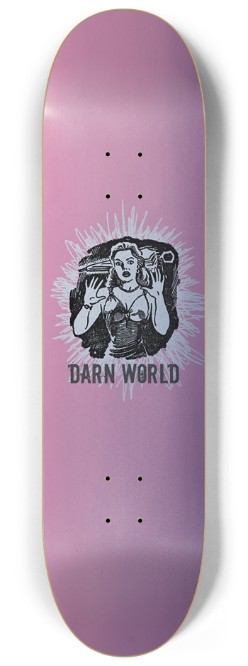 DAMSEL WORLD silvertone pink 8.25” 8-1/4 Skateboard Deck