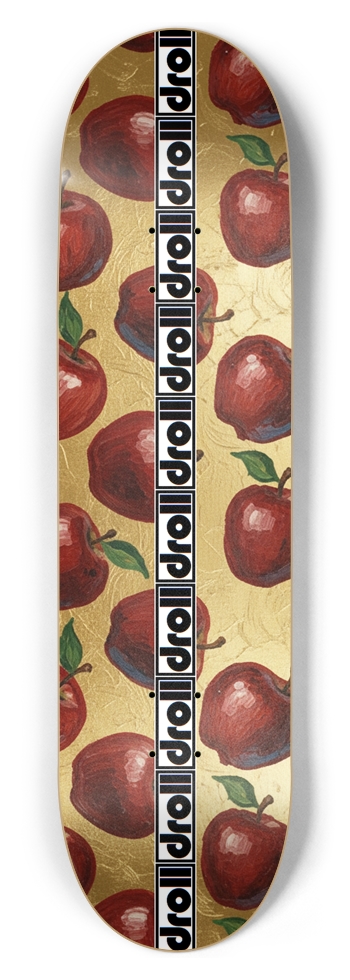 red apples on gold foil/droll strip 8-1/2 Skateboard Deck