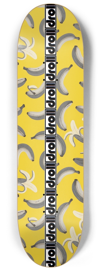 newsprint bananas on yellow/droll strip 8-1/4 Skateboard Deck