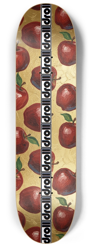 red apples on gold foil/droll strip 8-1/4 Skateboard Deck