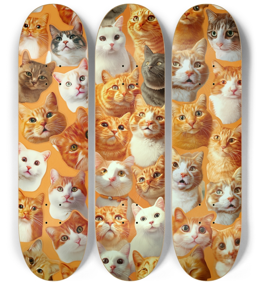 Orange cat meme custom Skateboard Series 3 Deck Wall Series