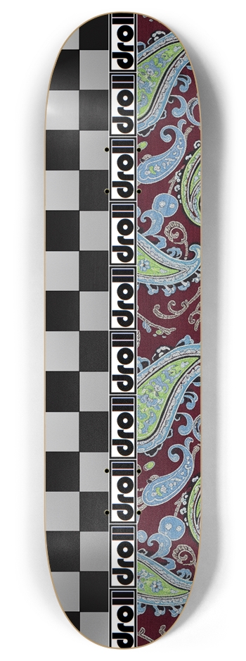 silver and black checker/paisley maroon droll strip 8 Inch Skateboard Deck