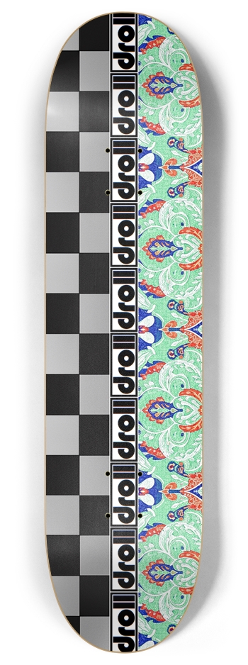 mint green scarlet royal blue paisley/silver and black checker droll strip 8 Inch Skateboard Deck