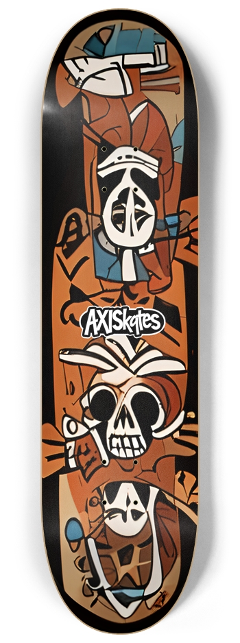 Tribal Totems 5 - Custom Popsicle Tribal Skulls and Skate Artifacts 8-1/4 Skateboard Deck