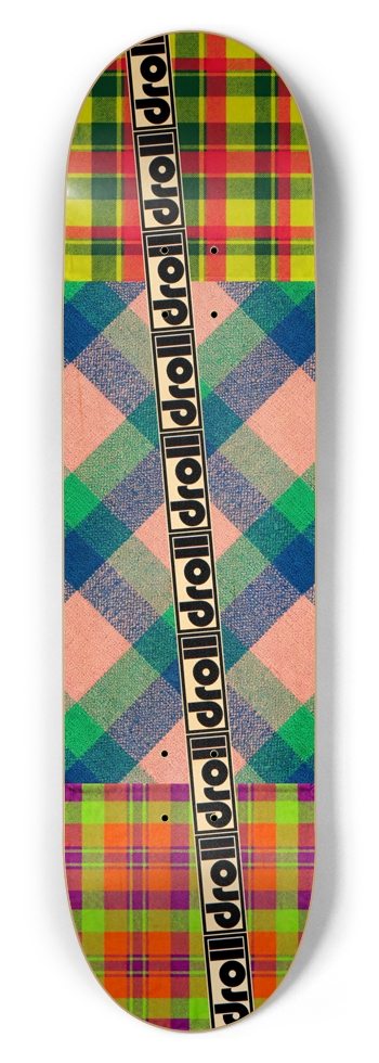 three plaids/diagonal droll strip 8-1/2 Skateboard Deck