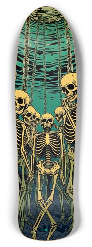 sum1sk8boards chained skeletons rocket shape board