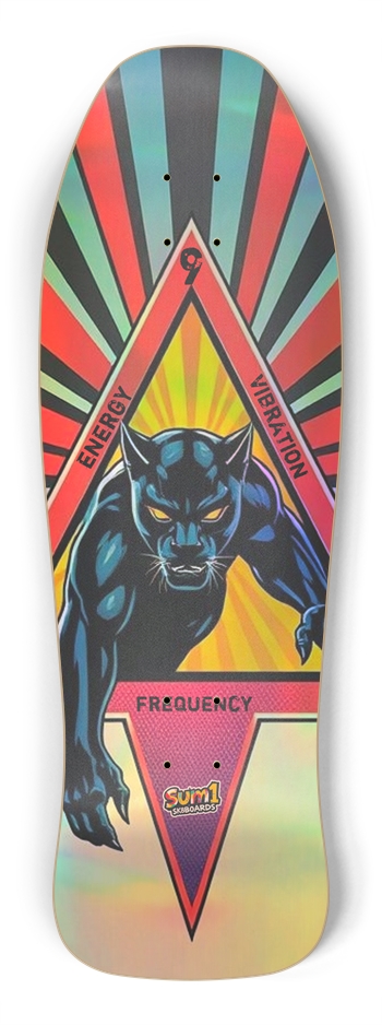 sum1sk8boards holographic tri panther old school skateboard Shredder Shape