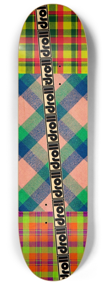three plaids/diagonal droll strip 8-1/4 Skateboard Deck