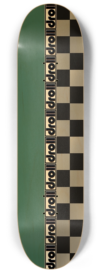 green woodgrain/checkers droll strip 8-1/4 Skateboard Deck