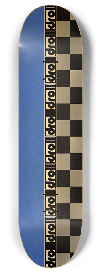 blue woodgrain/checkers droll strip 8 Inch Skateboard Deck