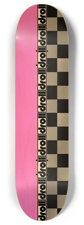 pink woodgrain/checkers droll strip 8 Inch Skateboard Deck