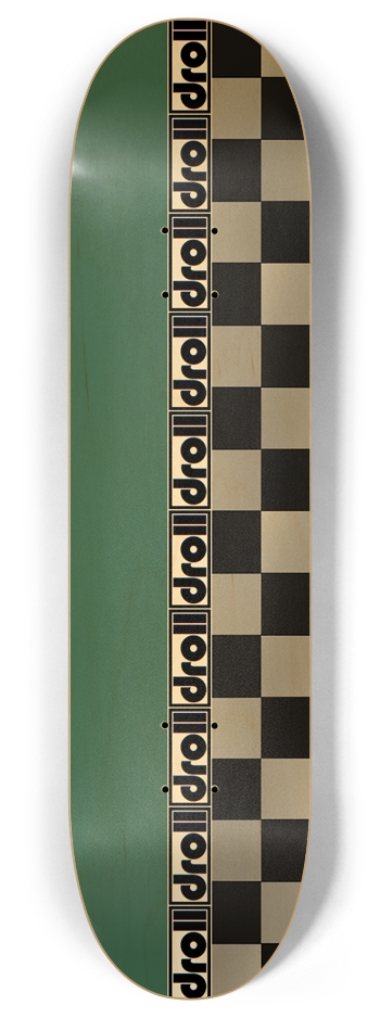 green woodgrain/checkers droll strip 8 Inch Skateboard Deck