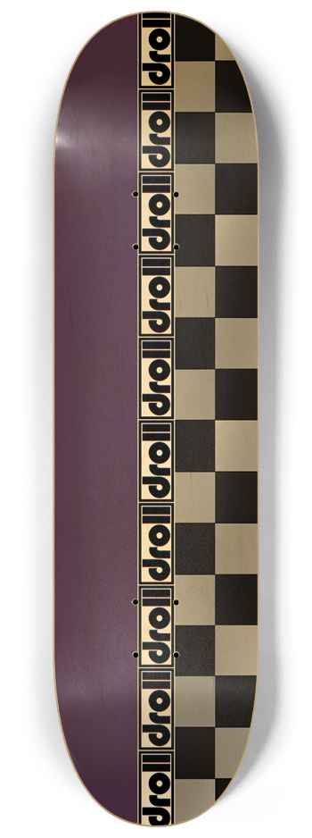 deep purple woodgrain/checkers droll strip 8-1/4 Skateboard Deck
