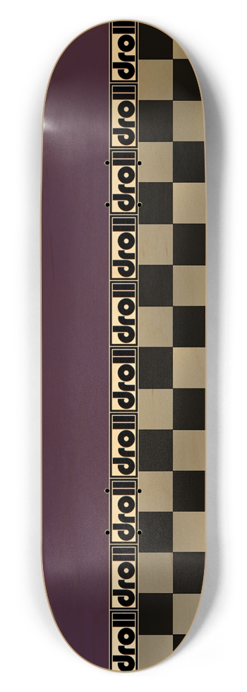 deep purple woodgrain/checkers droll strip 8-1/2 Skateboard Deck
