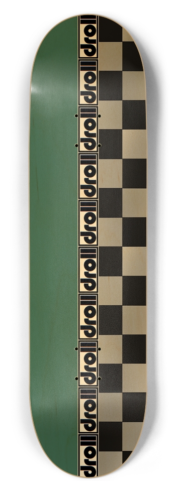 green woodgrain/checkers droll strip 8-1/2 Skateboard Deck