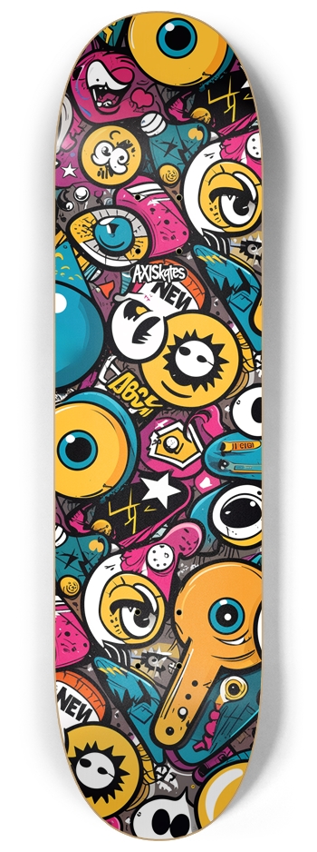 Comic Skates 3 - Custom Popsicle Abstract Cartoon Art Graffiti Style Vivid Color 8-1/4 Skateboard Deck
