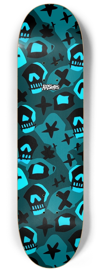 Spooky Skulls 1 - Custom Popsicle Abstract Skulls on Cool Blues 8-1/4 Skateboard Deck