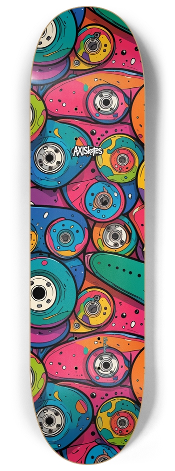 Hawt Wheelz 2 - Custom Popsicle Abstract Cartoon Comic Graffiti Style Muted Colors 8-1/4 Skateboard Deck