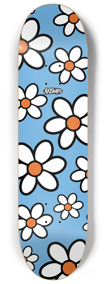 Just Daisies Blue - Custom Popsicle Retro Contemporary Flowers 8-1/4 Skateboard Deck