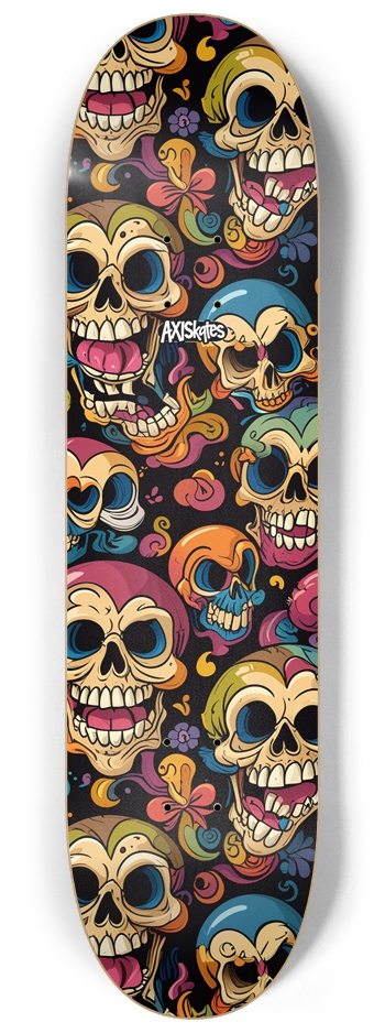 Mad Skulls 1 - Custom Popsicle Intense Cartoon Skulls Muted Colors 8-1/4 Skateboard Deck