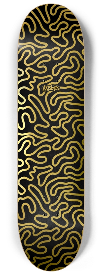 RAMEN Design Gold - Custom Popsicle Abstract Modern Contemporary Line Art Gold on Black 8-1/4 Skateboard Deck
