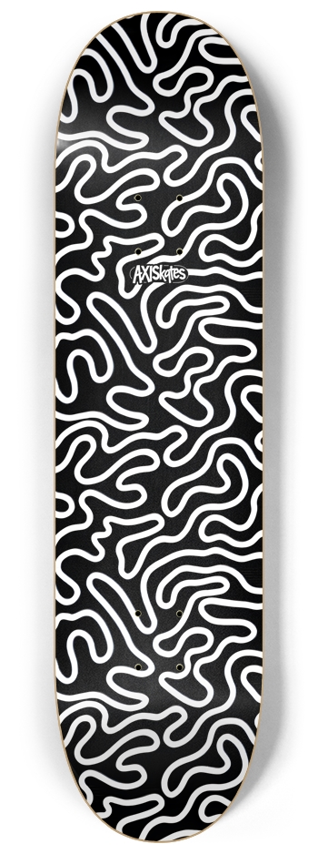 RAMEN Design White - Custom Popsicle Abstract Modern Contemporary Line Art White on Black 8-1/4 Skateboard Deck