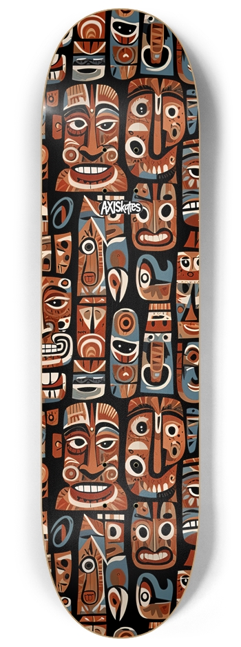 Tiki Faces - Custom Popsicle Tribal Earthy 8-1/4 Skateboard Deck