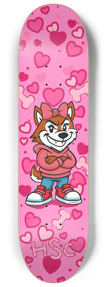 Husky Mascot Girl Edition Pink 8-1/4 Skateboard Deck