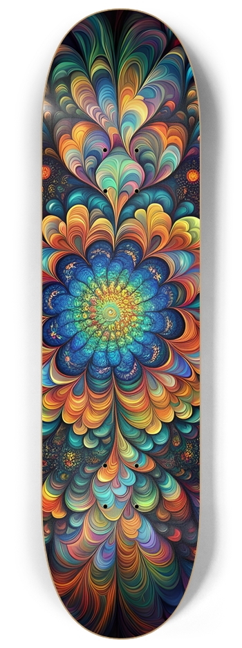 Abstract Flower Pattern 0006 8K 8-1/4 Skateboard Deck