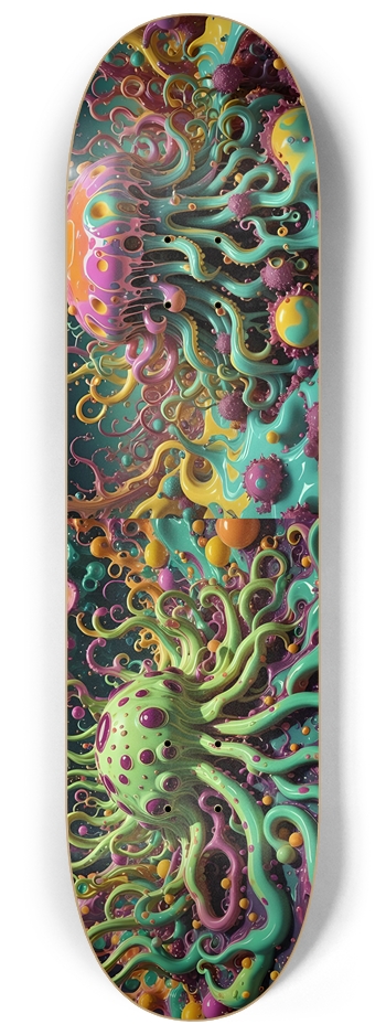 4 Psychedelic Surrealism Tentacled Spotted Pudding Blobs 0001 8K-A 8-1/4 Skateboard Deck