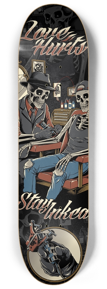 Tattooed Skeletons 8-1/4 Skateboard Deck