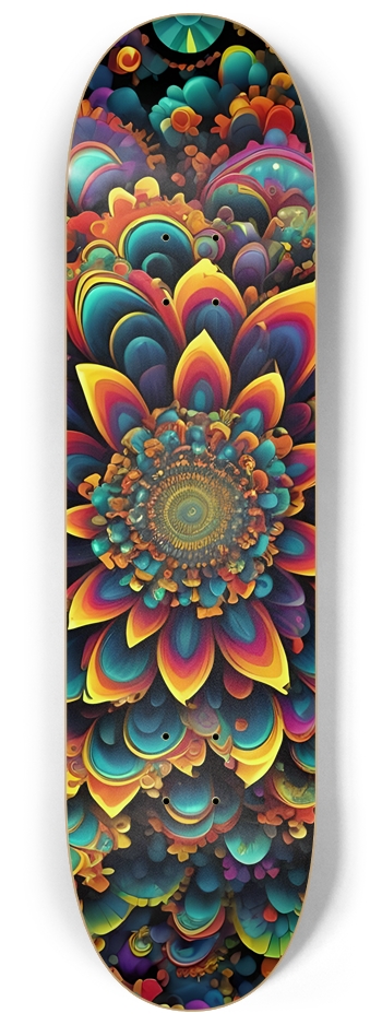 Abstract Flower Pattern 0007 8K 8-1/4 Skateboard Deck