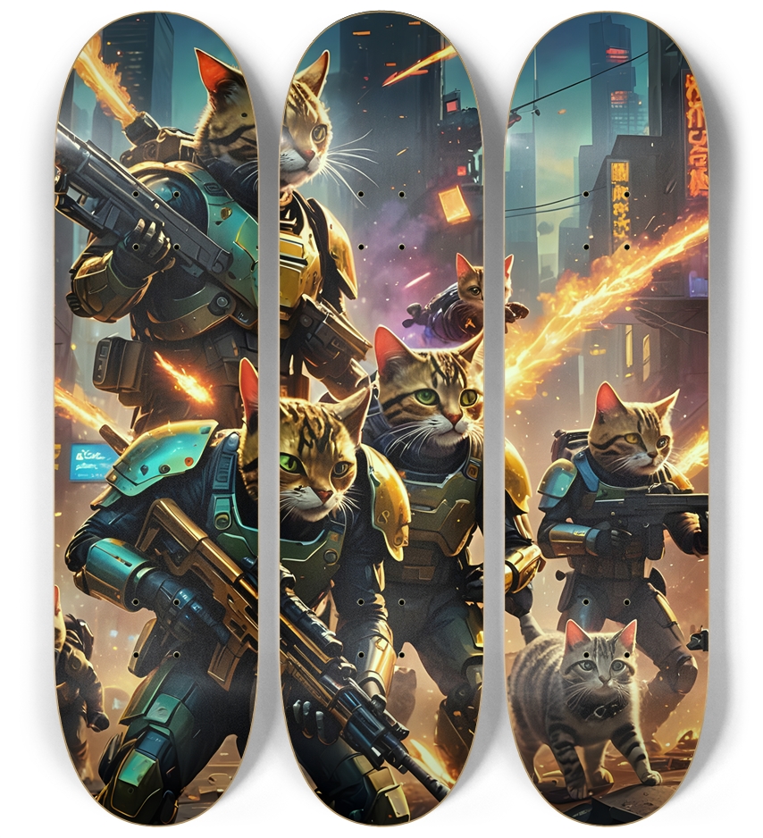Cat Commandos 0001 8K 3 Deck Wall Series