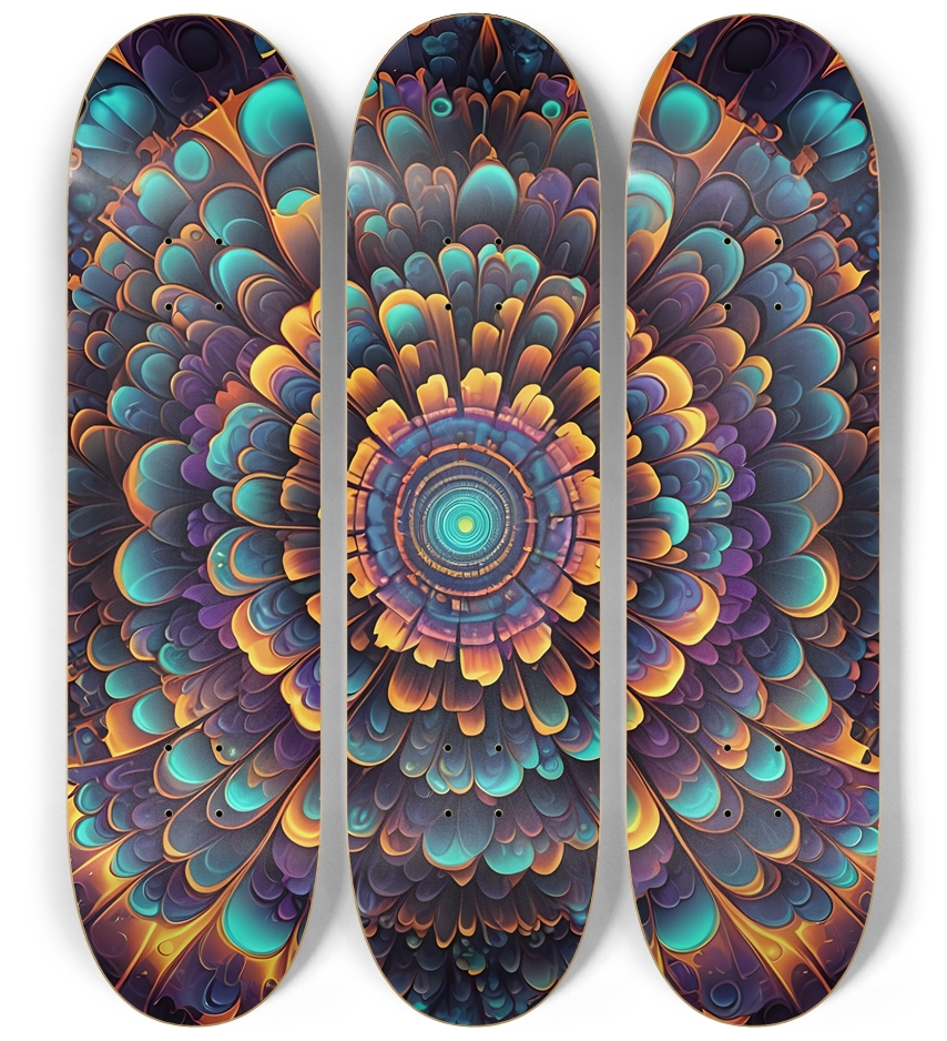 Abstract Flower Pattern 0001 8K 3 Deck Wall Series