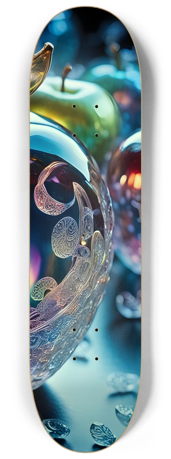 Colorful Etched Glass Apples 0001 8K #3 8-1/4 Skateboard Deck