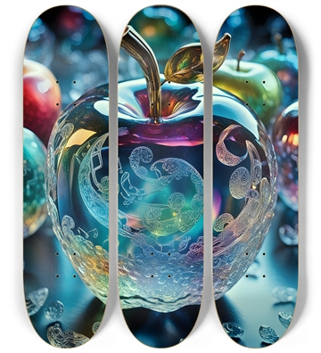 Colorful Etched Glass Apples 0001 8K